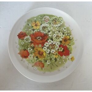 Vintage Floral (orange, yellow, white flowers) 9" Melamine Plate Set‎ of 7